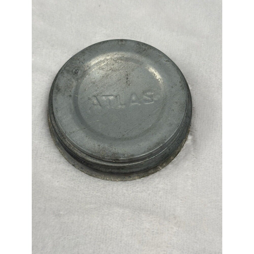 Vintage Atlas Zinc Lid Cap With Milk Glass Insert Mason Jar Genuine Canning